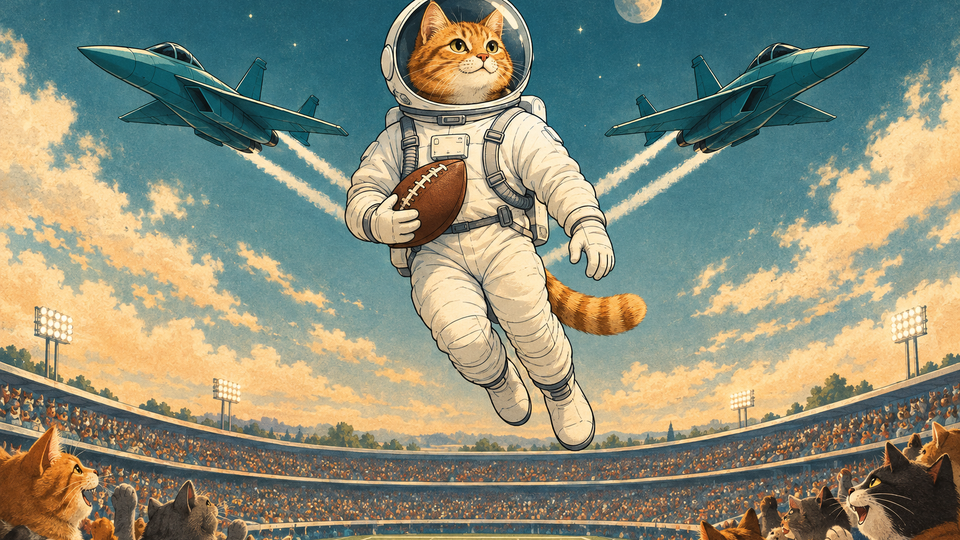 NASA Takes Football to Orbit, Cats Demand a Snack Flyover