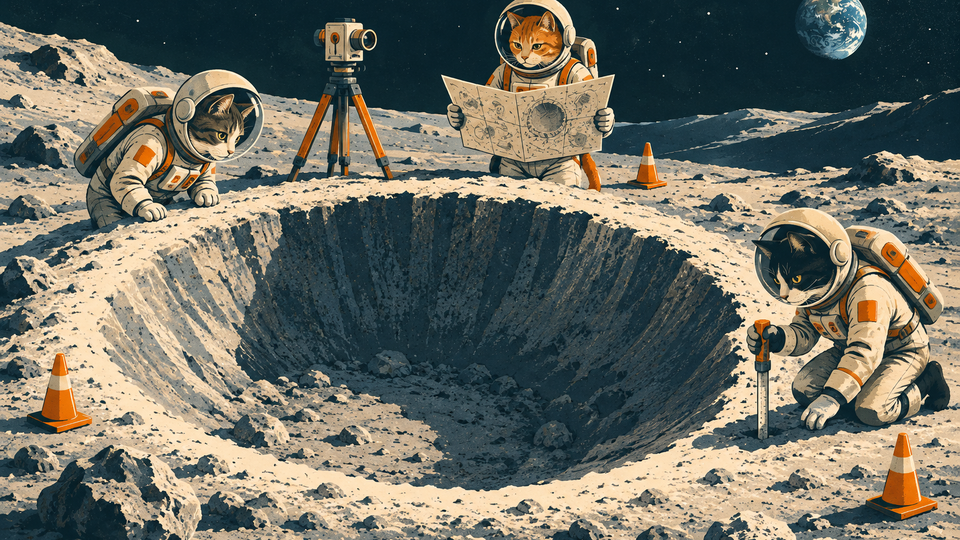 Moon Cats Discover Someone Filed a Crater Without a Permit